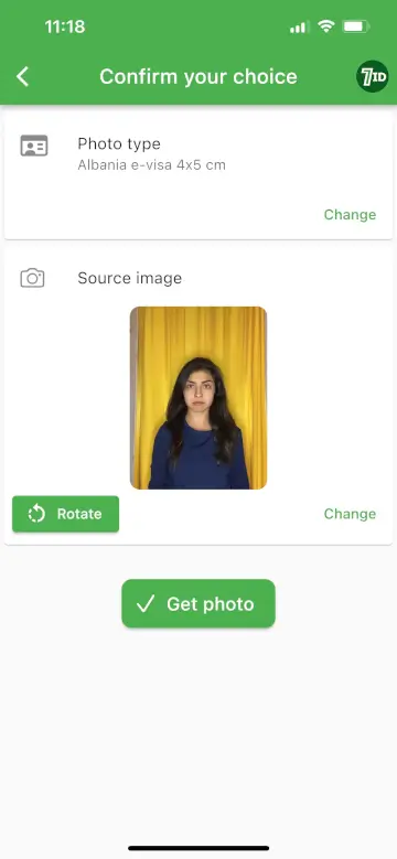 7ID-app: Albanië Visa-fotoformaat