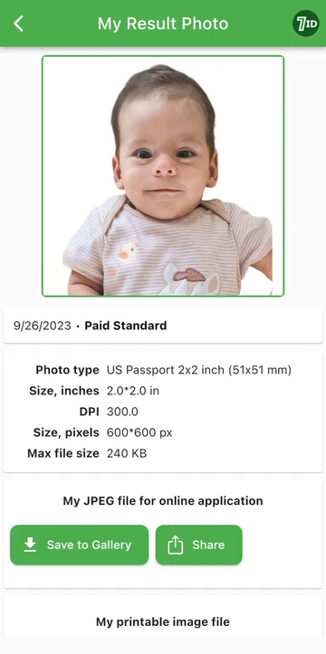 Voorbeeld babypasfoto