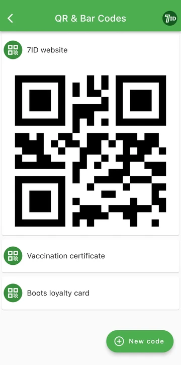 Application 7ID : stockez vos codes QR au même endroit