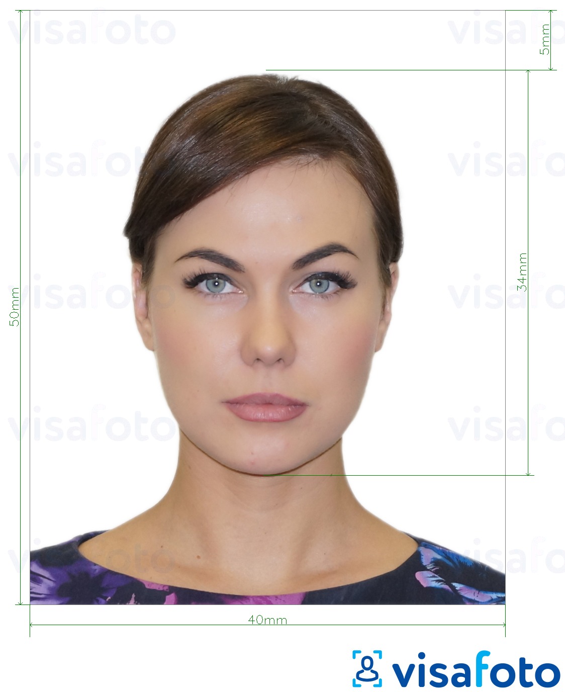 Príklad fotografie pre Albánsko elektronické vízum 4x5 cm s presnou špecifikáciou veľkosti