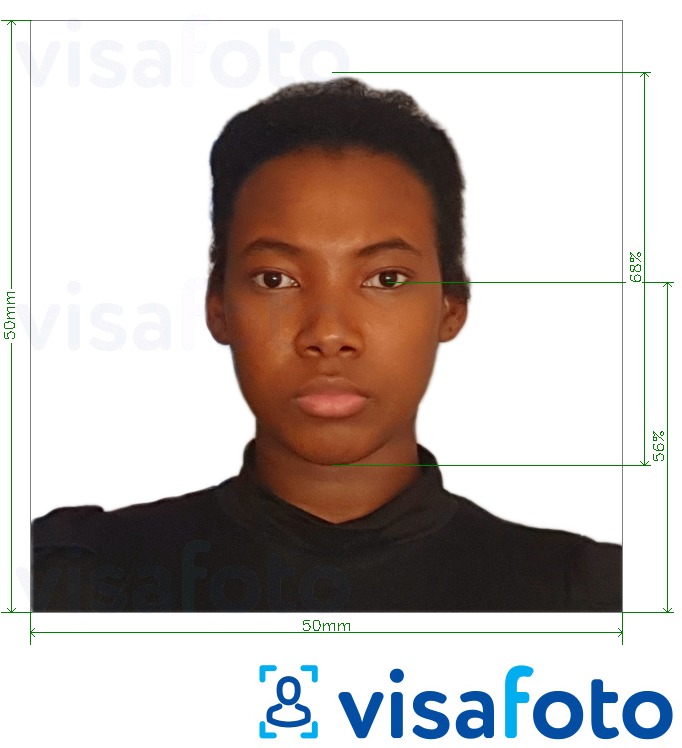Príklad fotografie pre Barbados Passport 5x5 cm s presnou špecifikáciou veľkosti