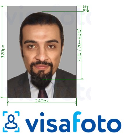 Príklad fotografie pre Bahrajn ID karta 240x320 pixelov s presnou špecifikáciou veľkosti