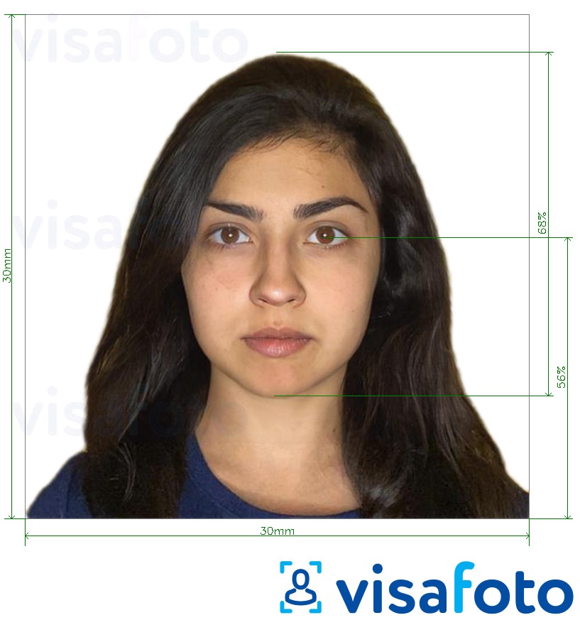 Príklad fotografie pre Bolívijské vízum 3x3 cm s presnou špecifikáciou veľkosti