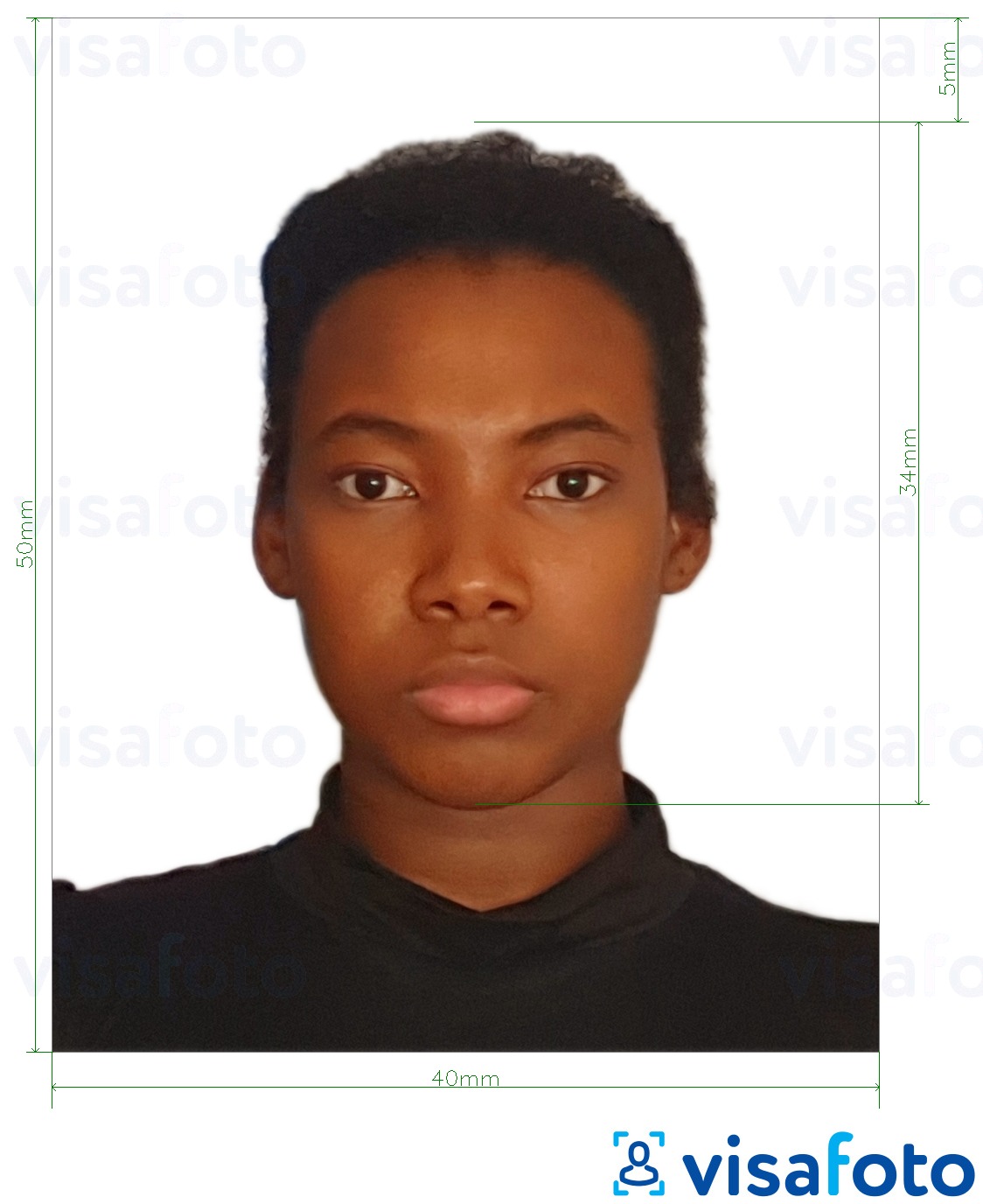 Príklad fotografie pre Kamerunský pas 4x5 cm (40x50 mm) s presnou špecifikáciou veľkosti