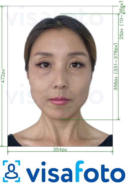 Príklad fotografie pre Čína Visa online 354x472 - 420x560 pixelov s presnou špecifikáciou veľkosti