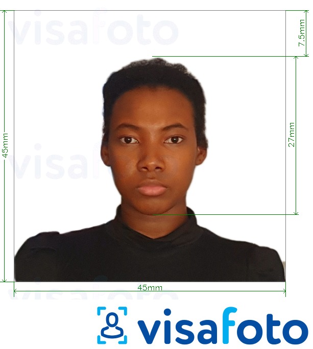 Príklad fotografie pre Kuba vízum 45x45 mm s presnou špecifikáciou veľkosti