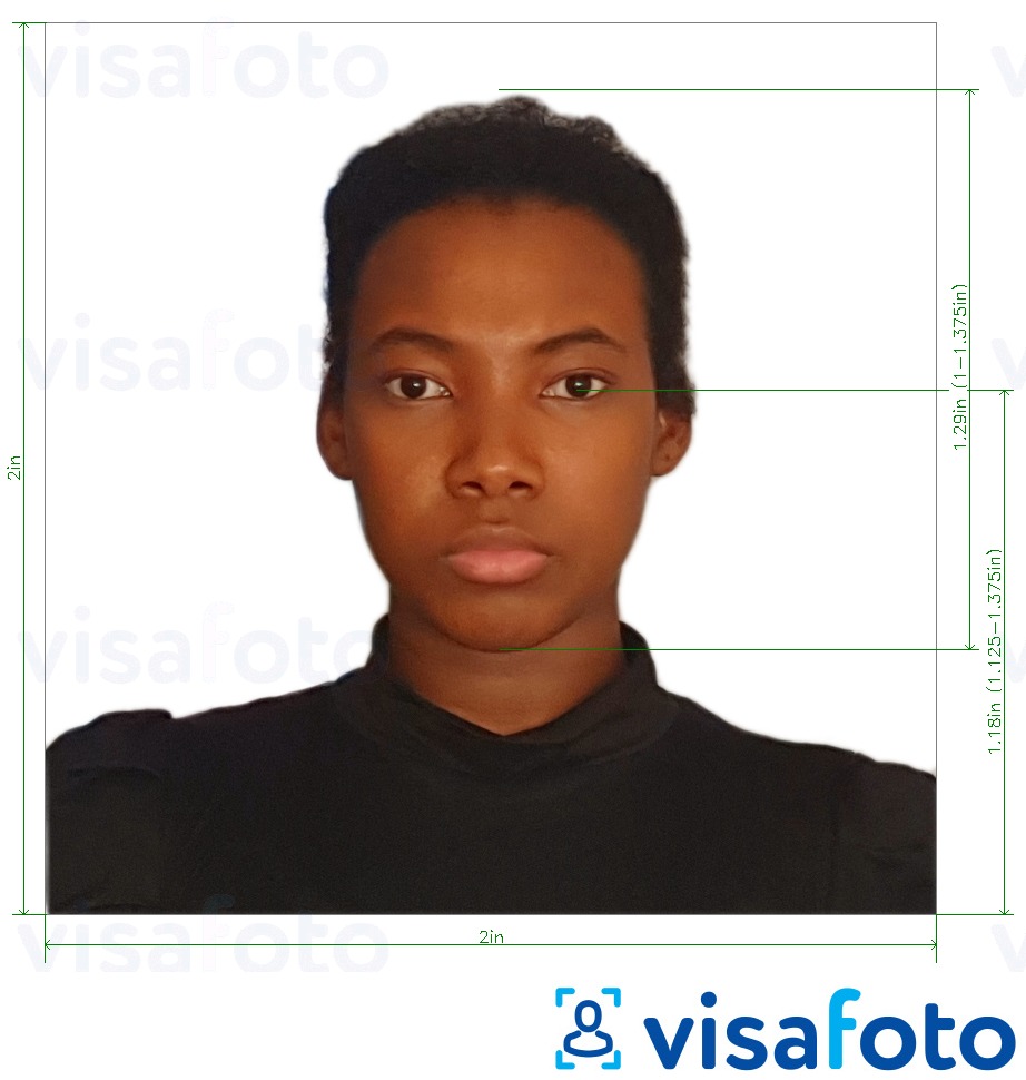 Príklad fotografie pre Pas Dominikánskej republiky 2x2 palce s presnou špecifikáciou veľkosti