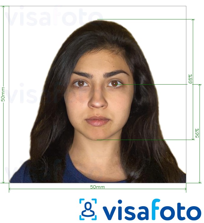 Príklad fotografie pre Ekvádorské vízum 5x5 cm s presnou špecifikáciou veľkosti