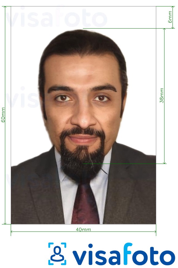 Príklad fotografie pre Egyptské vízum 40x60 mm (4x6 cm) s presnou špecifikáciou veľkosti