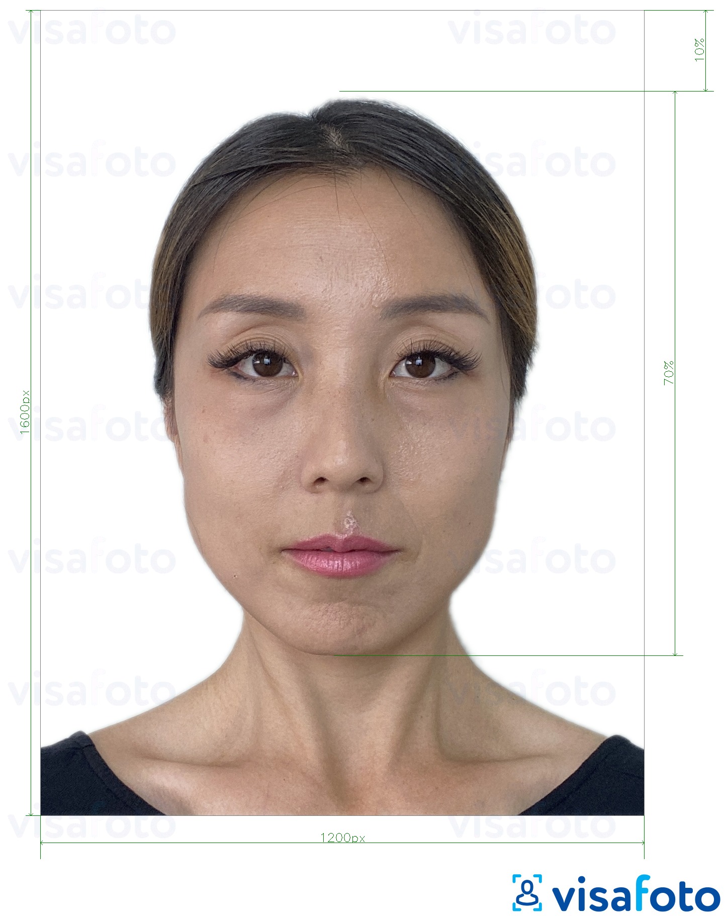 Príklad fotografie pre Online e-vízum v Hongkongu 1200 x 1600 pixelov s presnou špecifikáciou veľkosti