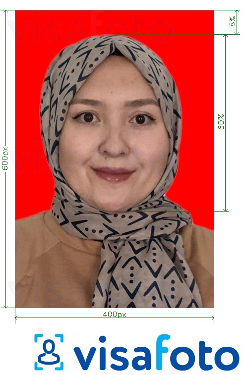 Príklad fotografie pre Registrácia elektronických víz v Indonézii s presnou špecifikáciou veľkosti