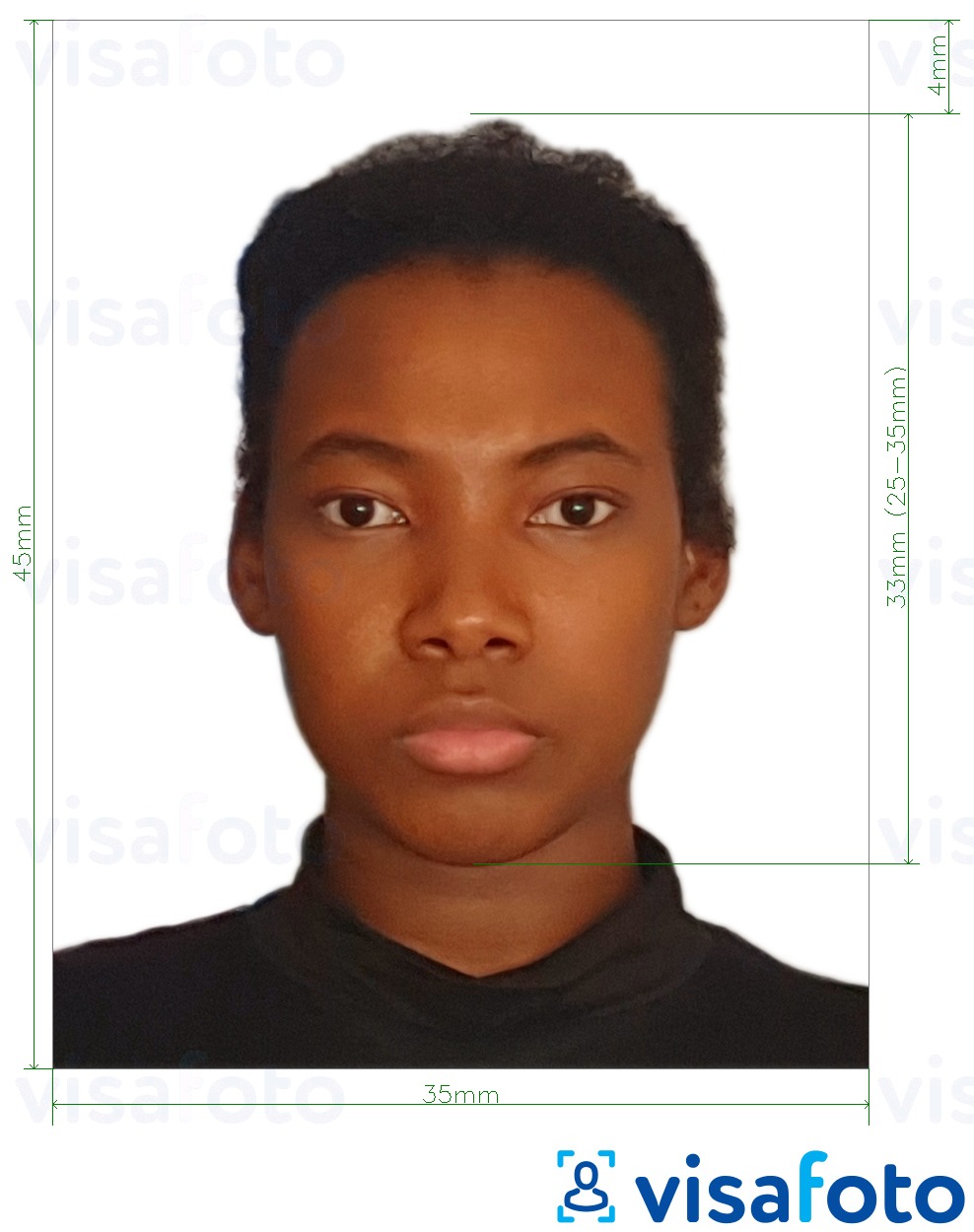 Príklad fotografie pre Jamaica pas 35x45 mm (3,5x4,5 cm) s presnou špecifikáciou veľkosti