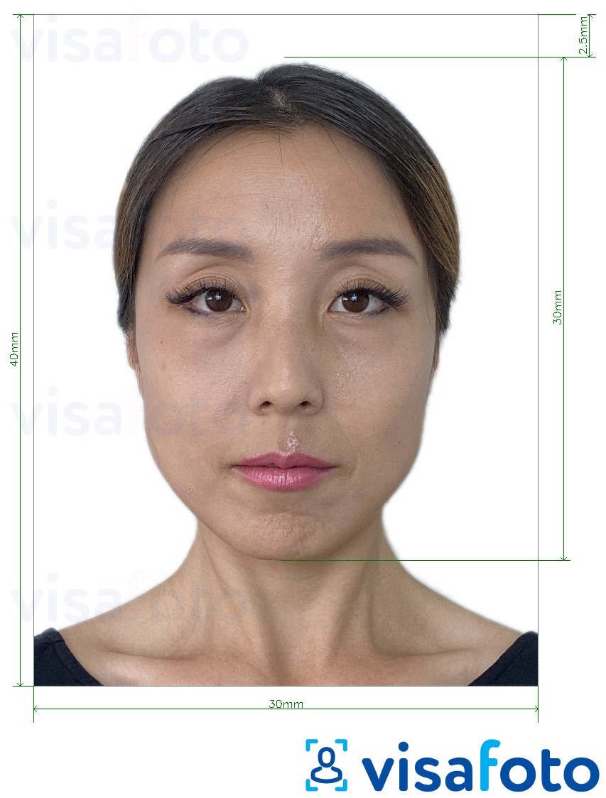 Príklad fotografie pre Japonsko obnovuje 3x4 cm s presnou špecifikáciou veľkosti