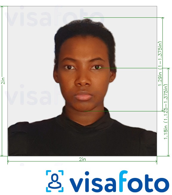 Príklad fotografie pre Foto víza z východnej Afriky 2x2 palca (Keňa) (51x51mm, 5x5 cm) s presnou špecifikáciou veľkosti