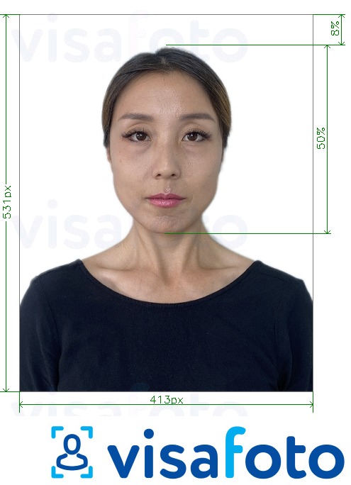 Príklad fotografie pre Kórejský pas online s presnou špecifikáciou veľkosti