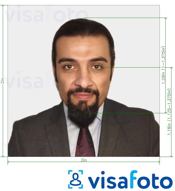 Príklad fotografie pre Katarský pas 2x2 palca (51x51 mm) s presnou špecifikáciou veľkosti