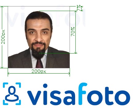 Príklad fotografie pre E-vízum pre Saudskú Arábiu online 200x200 visitsaudi.com s presnou špecifikáciou veľkosti