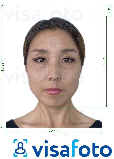 Príklad fotografie pre Singapurský certifikát totožnosti 35x45 mm (3,5x4,5 cm) s presnou špecifikáciou veľkosti