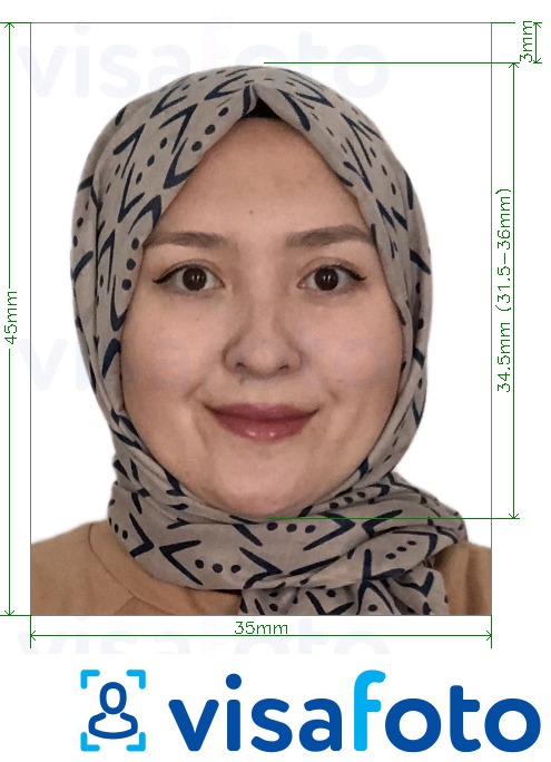 Príklad fotografie pre Uzbekistanské občianstvo 35x45 mm s presnou špecifikáciou veľkosti
