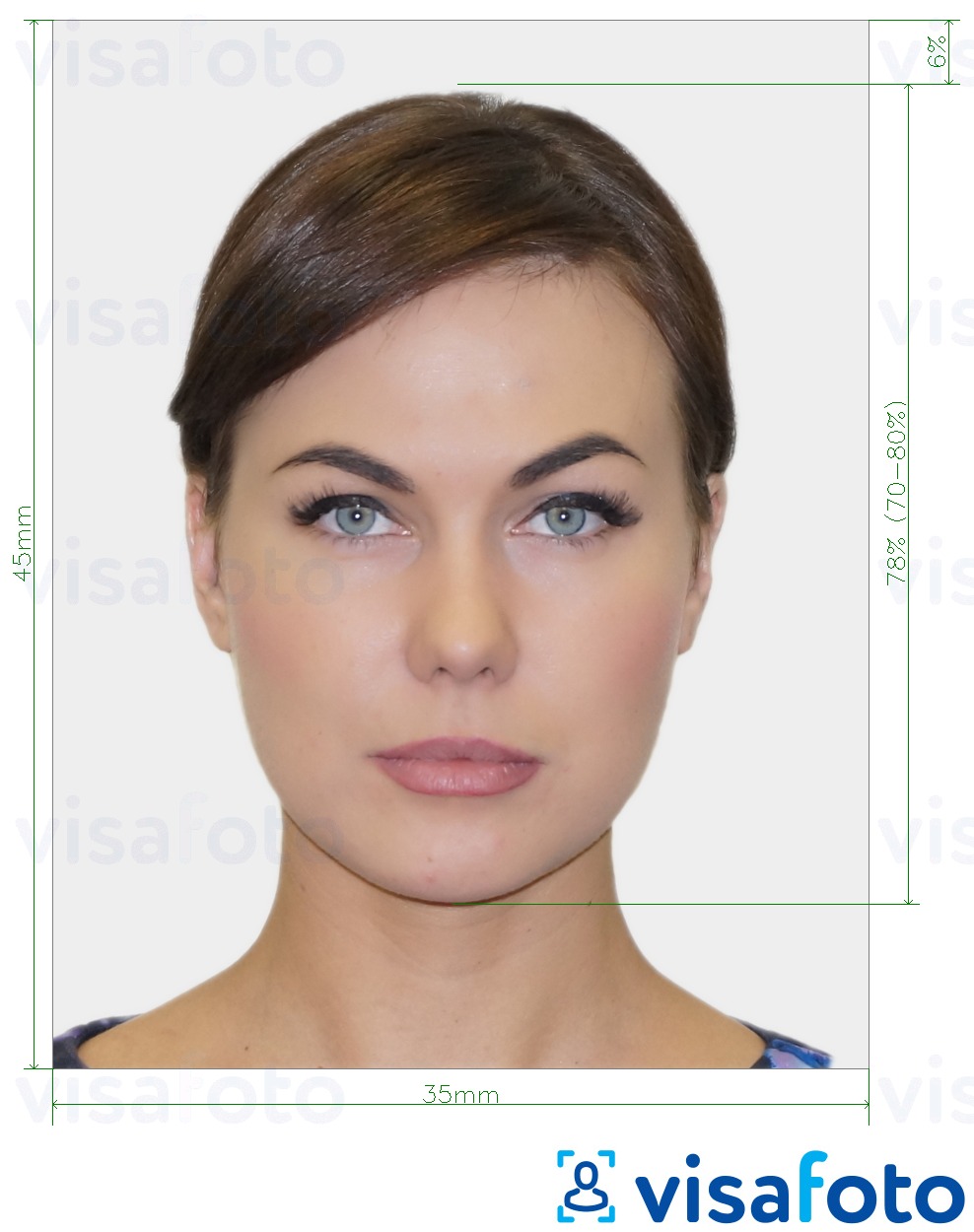 Príklad fotografie pre Biometrická pasová fotografia s presnou špecifikáciou veľkosti